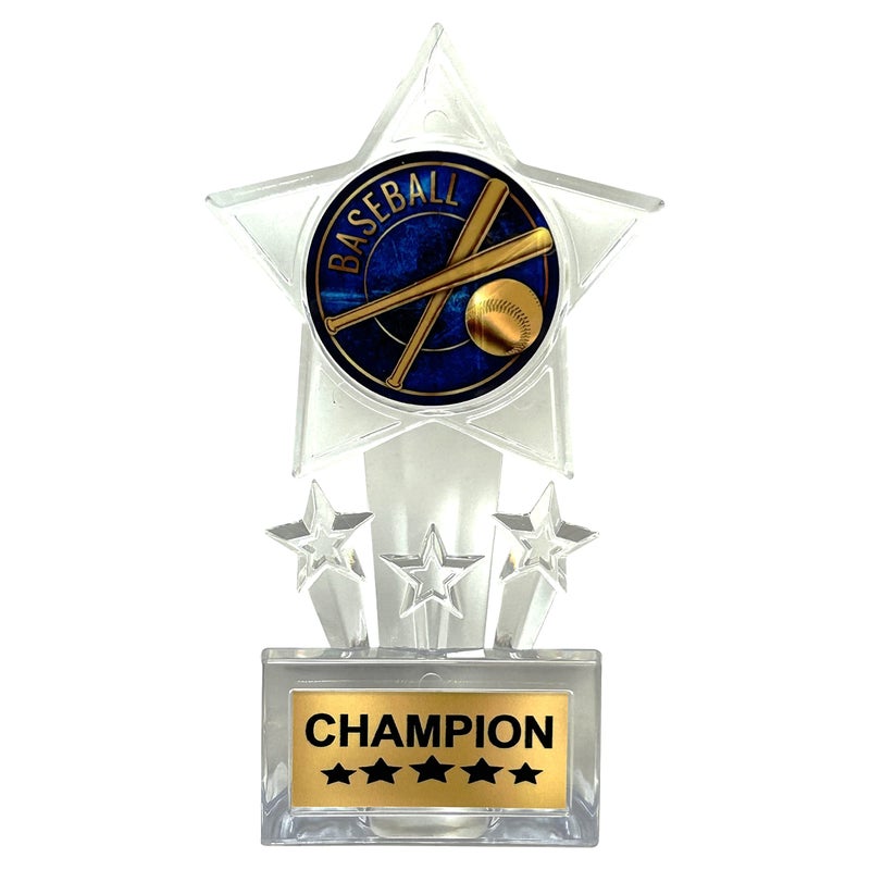 Express Medals 6.5 Inch Clear Acrylic Star Baseball Champion Trophy Awards (Pack of 12) - Image 2